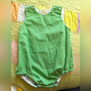 Green gingham one piece outfit